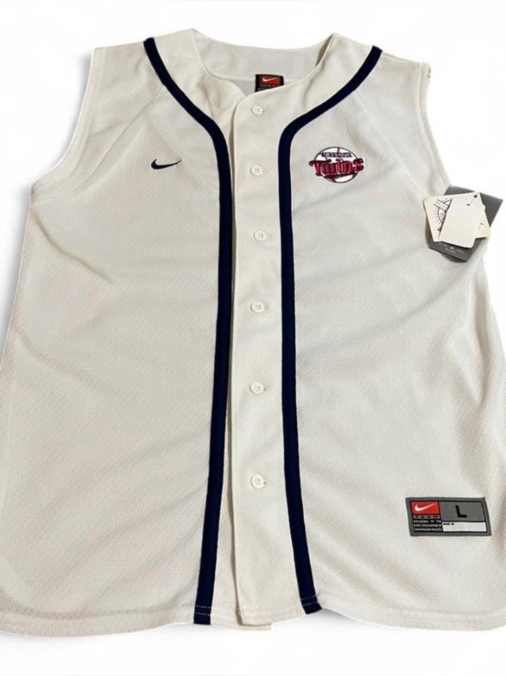 Vintage Nike Minnesota Twins Boys Sleeveless Jersey Size L (16-18) NWT